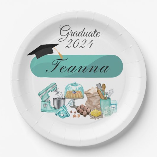 Backen Abschluss Geburtstagsparty Papier Platte Pappteller (Vorderseite)