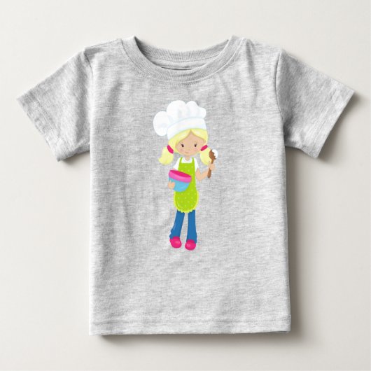 Backen, Bäckerei, Bäckerei, Niedliches Mädchen, Bl Baby T-shirt (Vorderseite)
