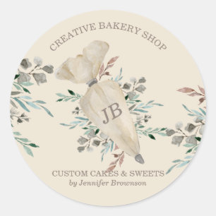 Backen Boho Chic Food Maker monogrammiert Runder Aufkleber