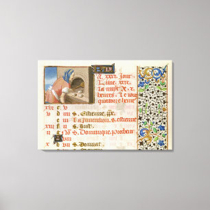 Backen-Brot, von einem Buch von Stunden Leinwanddruck