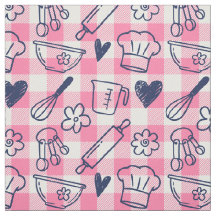 Backen Doodles auf Gingham - Rosa & Navy