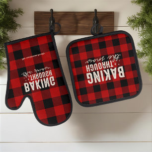 Backen durch den Schnee Büffel Ofenhandschuh & Topflappen-Set