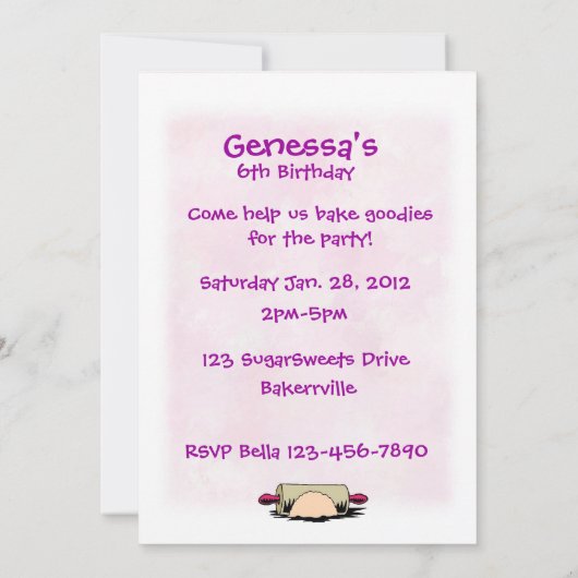 Backen-Geburtstags-Party Einladung (Rückseite)