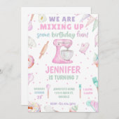 Backen Geburtstagsfeier Einladung Mädchen Backen P (Vorne/Hinten)