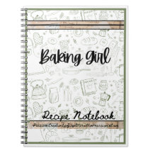 Backen Girl-Thema Rezept Notizbuch Backen