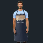 Backen ist Liebe gemacht Editierbare Script-Schürz Schürze<br><div class="desc">Personalisiertes Backen ist Liebe, die essbar gemacht wird. NAVY & TAN. Sauberes, modernes Skriptdesign. Ihr Zuhause-Backen ist ein rahmenwürdiges Kunstwerk, unterschreiben Sie Ihr Meisterwerk mit dieser dezenten ALL-OVER PRINT SCHÜRZE geblüht. Großartiges Geschenk für den Typ, der Lieben zu kochen/backen. Koordinaten mit unseren passenden Rising Dough Covers, die Sie hier finden:...</div>