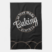 Backen ist Liebe sichtbar gemacht Geschirrtuch (Vertikal)