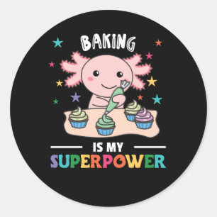 Backen ist meine Supermacht Sweet Axolotl Cakt Runder Aufkleber