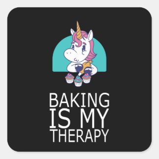Backen ist meine Therapie Funny Cake Decorator Quadratischer Aufkleber