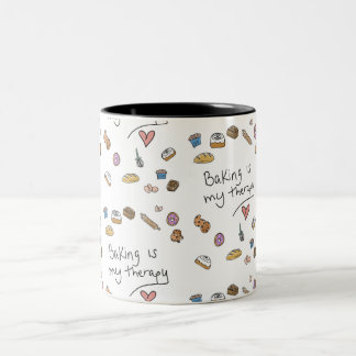 Backen ist meine Therapie, Illustrationstasse Zweifarbige Tasse