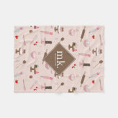 Backen & Kochen Backwaren Kochen Monogramm Fleecedecke (Vorderseite (Horizontal))