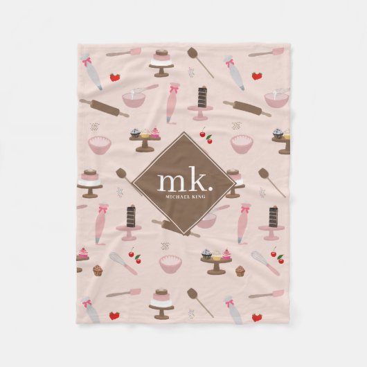 Backen & Kochen Backwaren Kochen Monogramm Fleecedecke (Vorderseite)