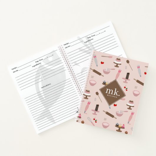 Backen & Kochen Backwaren Kochen Monogramm Notizblock (Innenseite)