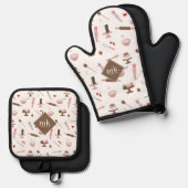 Backen & Kochen Backwaren Kochen Monogramm Ofenhandschuh & Topflappen-Set (Vorderseite/Rückseite)