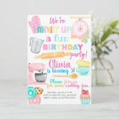 Backen, kochen, Geburtstagsmädchen. Einladung (Stehend Vorderseite)