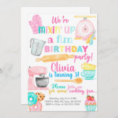 Backen, kochen, Geburtstagsmädchen. Einladung (Vorne/Hinten)