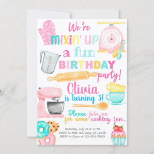 Backen, kochen, Geburtstagsmädchen. Einladung