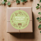 Backen & Kochen Utensidholz Textur & Grün Runder Aufkleber