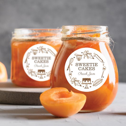 Backen & Kochen Utensidholz Textur Jar Runder Aufkleber