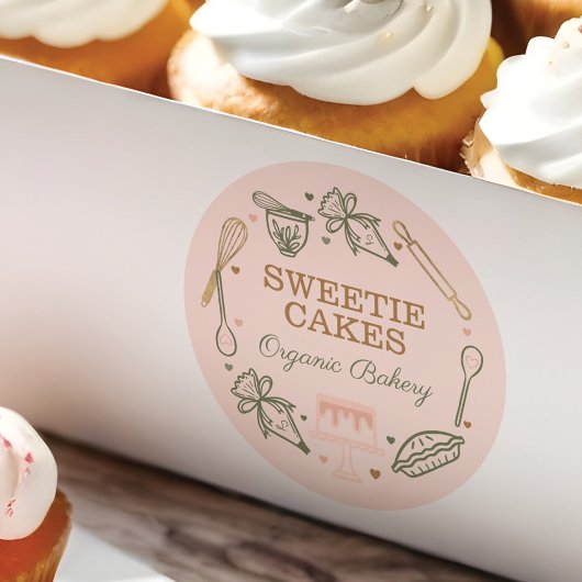 Backen & Kochen Utensidrosa & Olivenöle Grün Runder Aufkleber