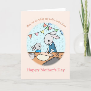 Backen Lover Mama Niedlich Bunny Rabbit Mütter Tag Dankeskarte