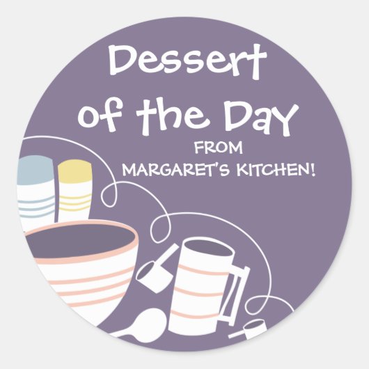 Backen Mischen Schüssel Kanister Küche Geschenk Ta Runder Aufkleber (Vorderseite)