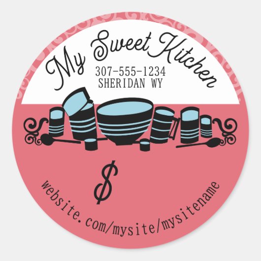 Backen Mischen Schüssel Kanister Küche Geschenk Ta Runder Aufkleber (Vorderseite)