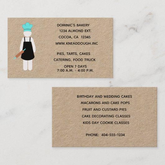 Backen mit Button Visitenkarte (Vorne/Hinten)