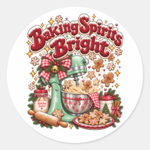 Backen mit festlichem Geist Retro-Weihnachts-Ginge Runder Aufkleber
