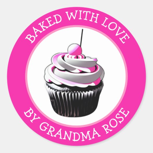Backen mit Liebe-Lebensmittel-Etikett Runder Aufkleber (Vorderseite)