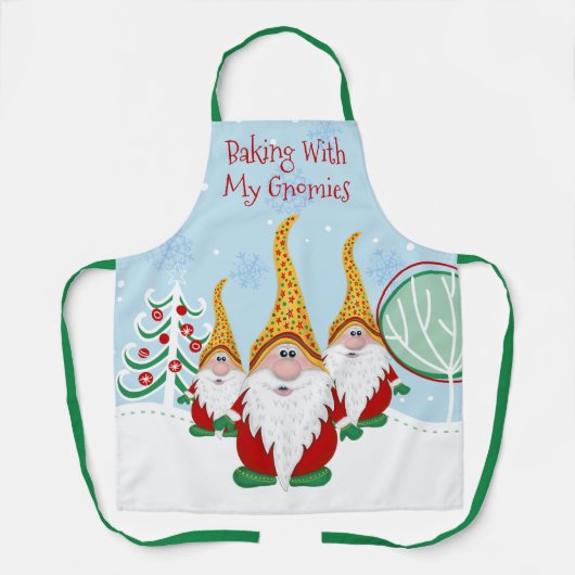 Backen mit meinen Gnomos Gnome Weihnachten Weihnac Schürze (Vorderseite)