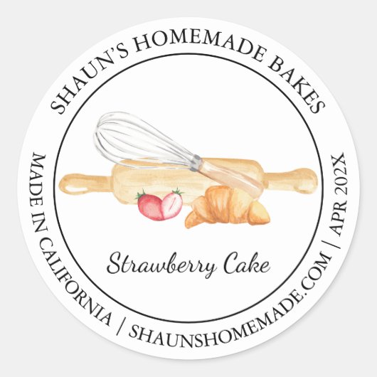 Backen Modernes Etikett Runder Aufkleber (Vorderseite)