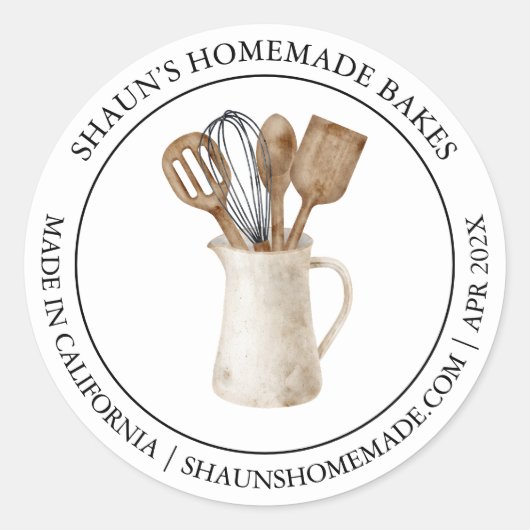Backen Modernes Etikett Runder Aufkleber (Vorderseite)