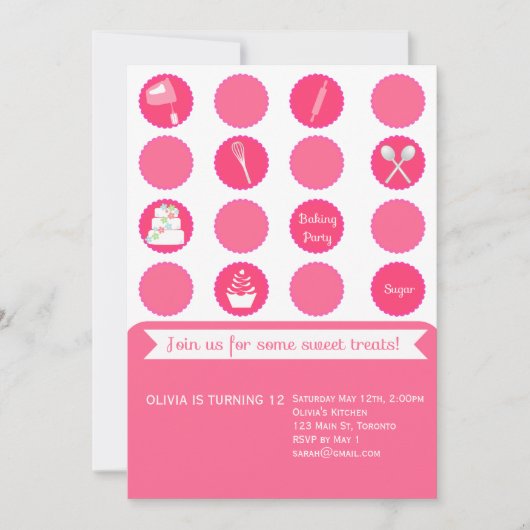Backen-Party-Geburtstags-Einladung Einladung (Vorderseite)