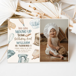 Backen Party Junge Kinder Kochen Geburtstag Foto Einladung