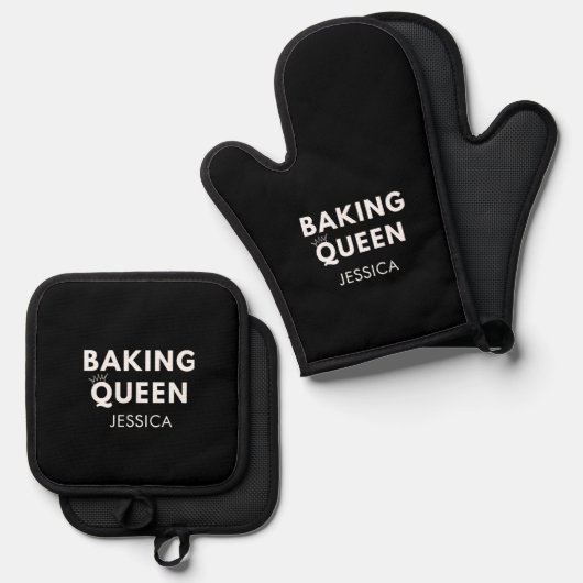 Backen Queen Personalisiert Geschenke Mama Mütter  Ofenhandschuh & Topflappen-Set (Vorderseite/Rückseite)