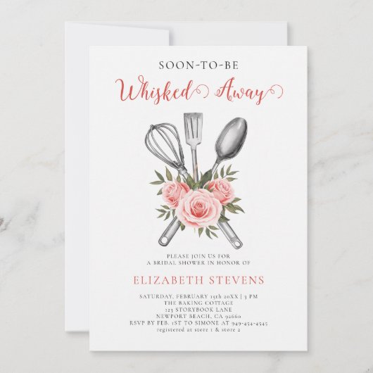 Backen Rose Brautparty Einladung (Vorderseite)