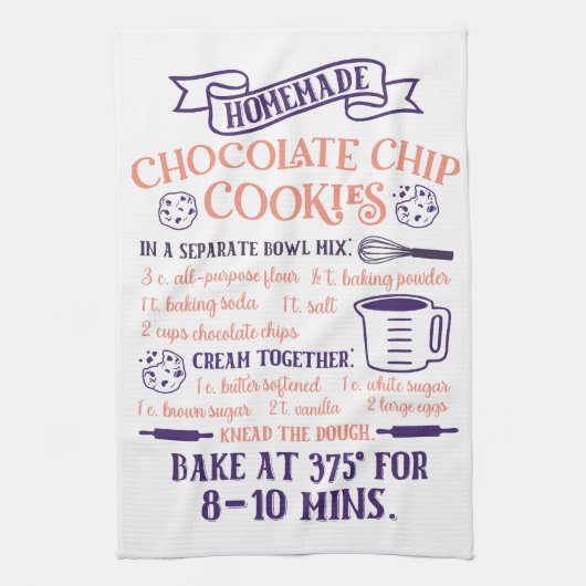 Backen, Schokolade Chip Cookie Rezept Küchentuch (Vertikal)