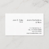 Backen Sie: Bäcker, Bäckerei Visitenkarte (Rückseite)