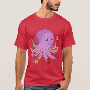 Backen Sie Oktopus mit Desserts Tierfamilie T-Shirt