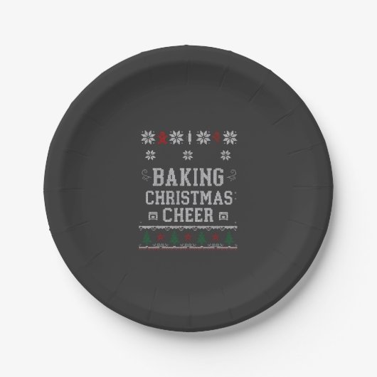 Backen Sie Weihnachtsfreude Lebkuchen-Ofen-Strickm Pappteller (Vorderseite)
