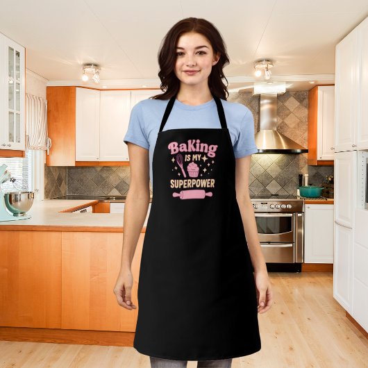 Backen Superkraft pink schwarz Schürze