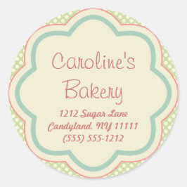 Backen und Bäckerei Boutique, grüner Polka Dot Runder Aufkleber