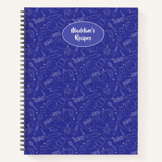 Backen Utensil Muffin Mehl Zucker Nahtloses Muster Notizblock (Vorderseite)