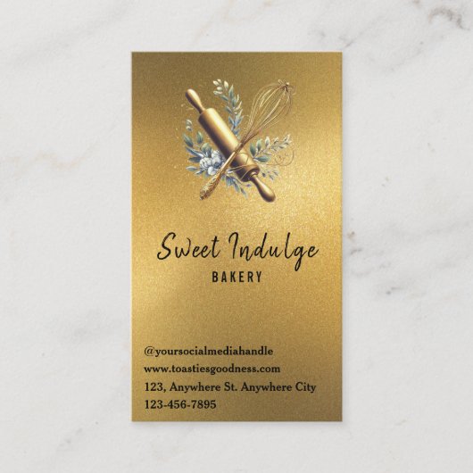 Backen Utensil QR Code Gold Glitzer Bäckerei Visitenkarte (Vorderseite)
