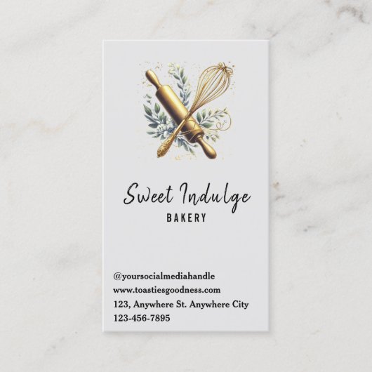 Backen Utensil QR Code Grau Gold Bäckerei Visitenkarte (Vorderseite)