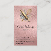 Backen Utensil QR Code Rose Gold Glitzer Bäckerei Visitenkarte (Vorderseite)