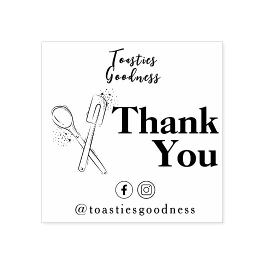 Backen Utensits Vielen Dank Business Name Bäckerei Gummistempel (Prägung)