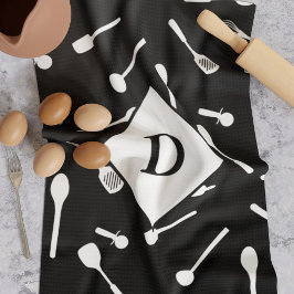 Backen Vater Monogram Schwarzes Küchentuch