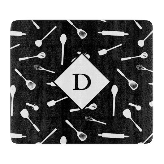 Backen Vater Utensitic Muster Black Cutting Board Schneidebrett (Vorderseite)